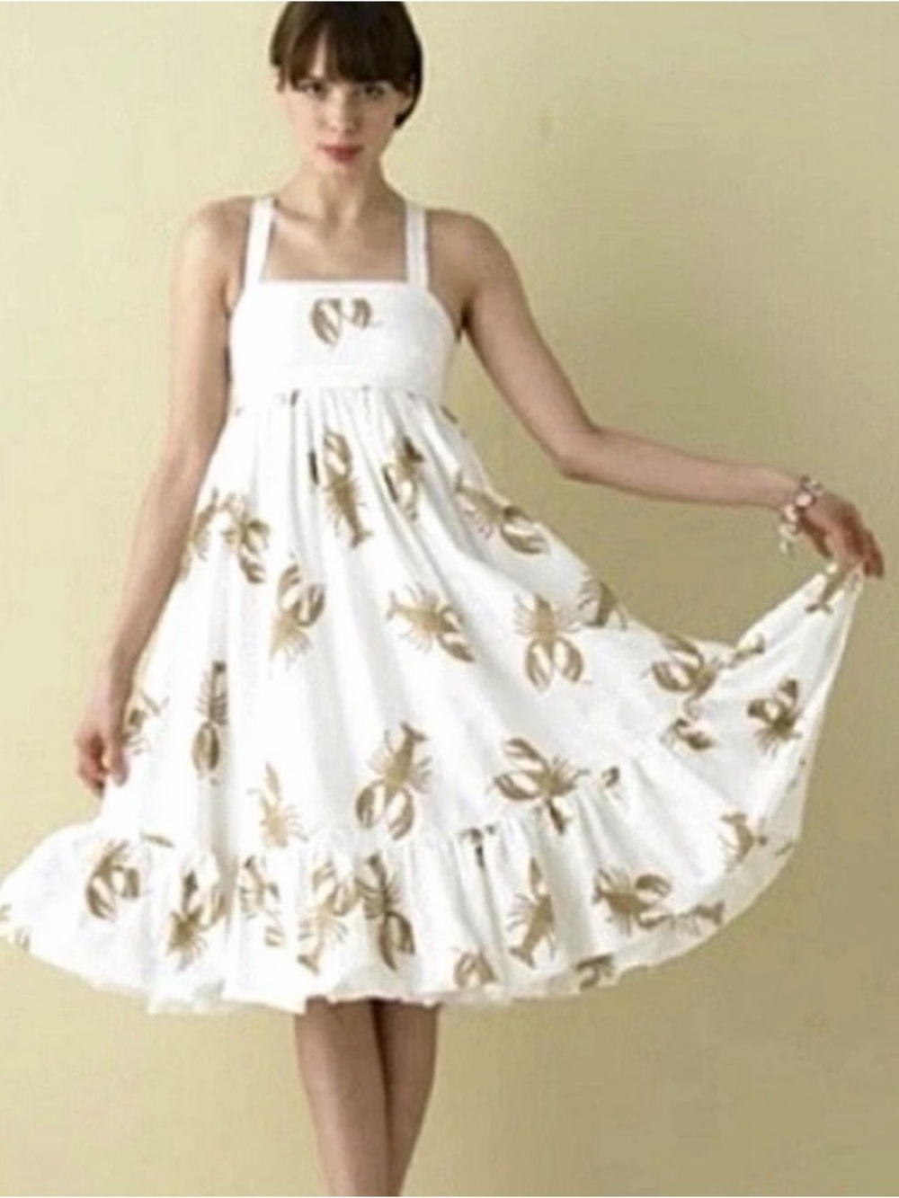 ✨ Very Rare Unicorn✨- J.Crew’s Legendary 2007 Lobster Dress- White and Tan!!